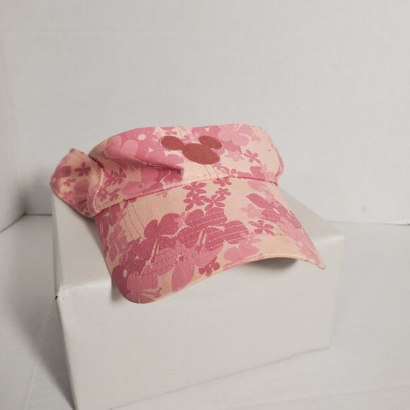 Disney Parks Pink Floral Mickey Mouse Visor Hat Walt Disney World Disneyland - Picture 1 of 9